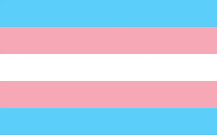 Trans pride colors (Blue, pink, white, pink, blue)