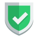 Green Shield Icon with a Tick in the Middle